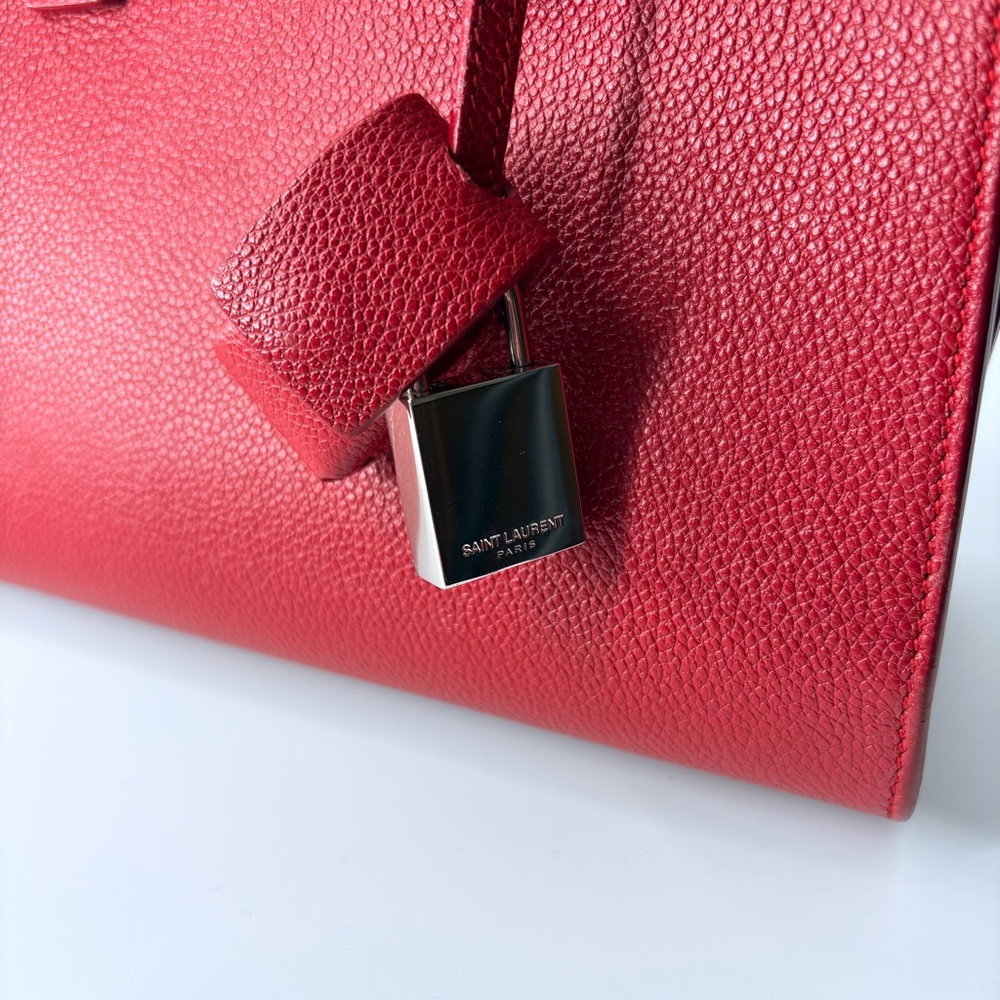 YSL Sac Du Jour Nano in Red Pebbled Leather - Picture 10 of 16